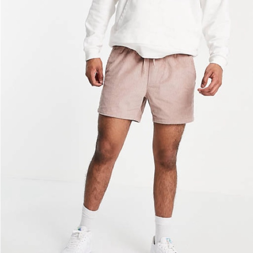 ASOS Shorter Shorts in Pink Cord